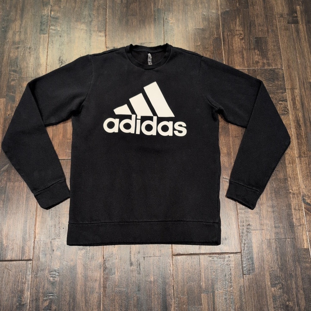 Adidasā Golf Crewneck Sweatshirt Mens S Black White Puff Big Logo Pullover Soft